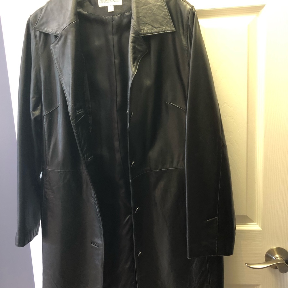 Ladies Black Leather Coat